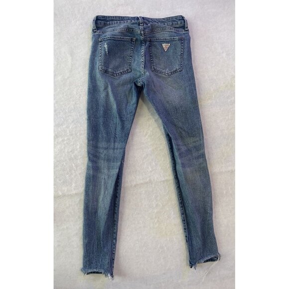 Guess Los Angeles Sexy Curvy Distressed Skinny raw hem ankle Size 27 Low Rise - Picture 8 of 15